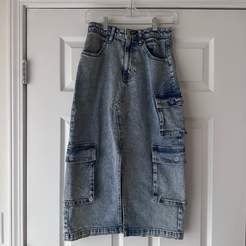 Wild Fable Blue Denim Midi Skirt